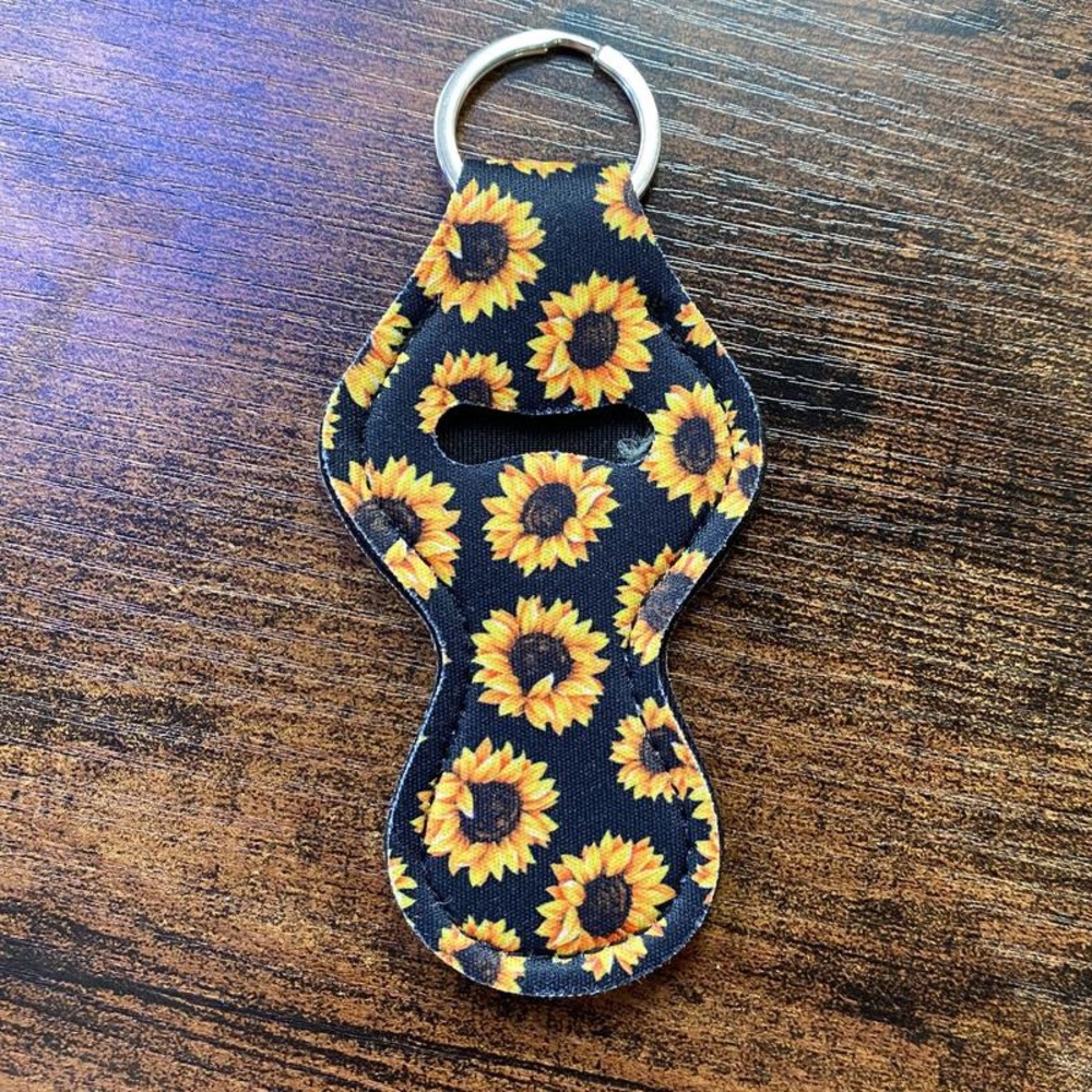 Sunflower Chapstick Holder Keychain